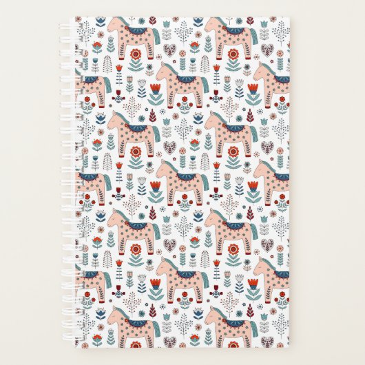 Scandinavian Horse Folk Art Pattern Planner (Voorkant)