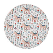 Scandinavian Horse Folk Art Pattern Snijplank (Voorkant)