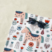 Scandinavian Horse Folk Art Pattern Strandlaken (In situ)