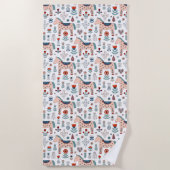 Scandinavian Horse Folk Art Pattern Strandlaken (Voorkant)
