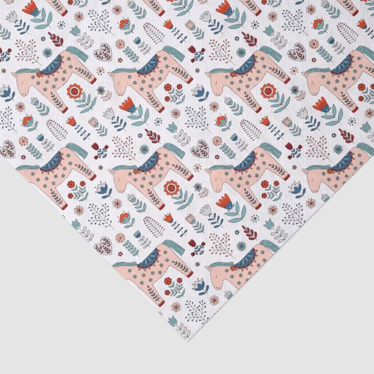 Scandinavian Horse Folk Art Pattern Tissuepapier (Detail)