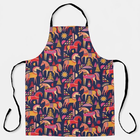Scandinavian horses pattern seamless design. Decor Schort (Voorkant)