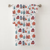 Scandinavian House Folk Art Pattern Bad Handdoek (Insitu)