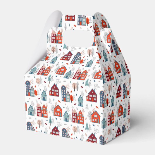 Scandinavian House Folk Art Pattern Bedankdoosjes (Achterkant)