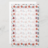 Scandinavian House Folk Art Pattern Briefpapier (Voorkant / Achterkant)