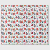 Scandinavian House Folk Art Pattern Cadeaupapier (Vlak)