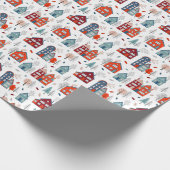 Scandinavian House Folk Art Pattern Cadeaupapier (Hoek)