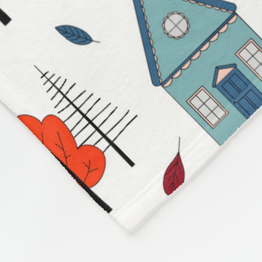 Scandinavian House Folk Art Pattern Fleece Deken (Hoek)