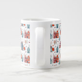 Scandinavian House Folk Art Pattern Grote Koffiekop (Achterkant)