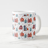 Scandinavian House Folk Art Pattern Grote Koffiekop (Voorkant rechts)