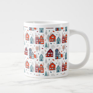 Scandinavian House Folk Art Pattern Grote Koffiekop