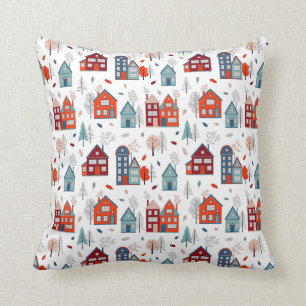Scandinavian House Folk Art Pattern Kussen