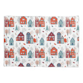 Scandinavian House Folk Art Pattern Kussensloop (Achterkant-Links)