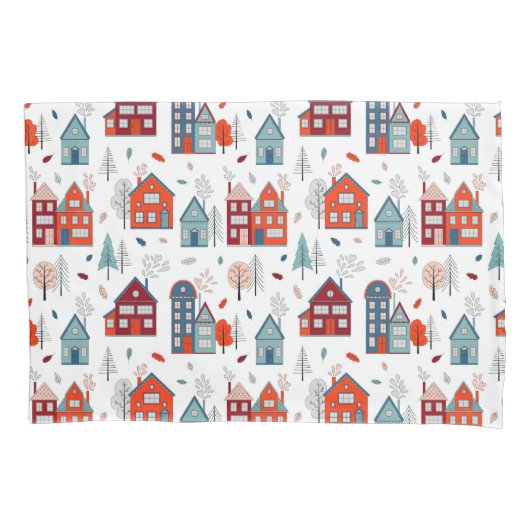 Scandinavian House Folk Art Pattern Kussensloop (Voorkant-Links)