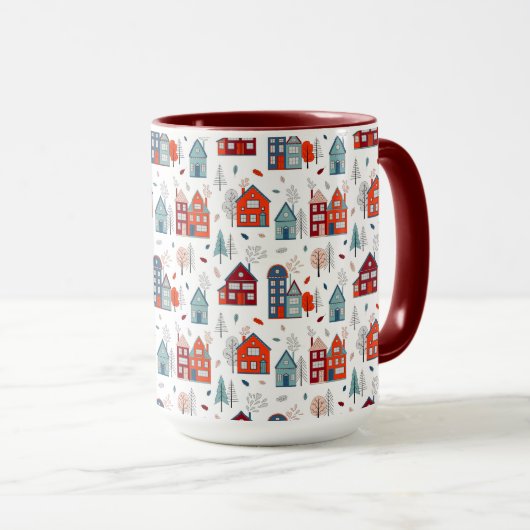 Scandinavian House Folk Art Pattern Mok (Voorkant rechts)