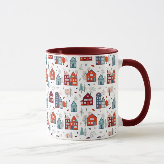 Scandinavian House Folk Art Pattern Mok (Rechts)