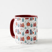 Scandinavian House Folk Art Pattern Mok (Voorkant links)