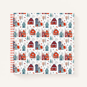 Scandinavian House Folk Art Pattern Notitieboek