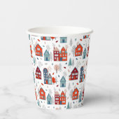 Scandinavian House Folk Art Pattern Papieren Bekers (Achterkant)