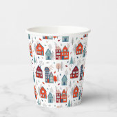 Scandinavian House Folk Art Pattern Papieren Bekers (Links)
