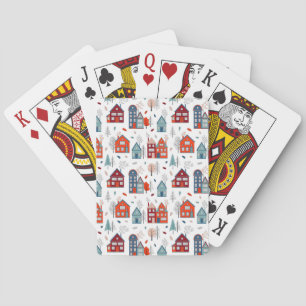Scandinavian House Folk Art Pattern Pokerkaarten