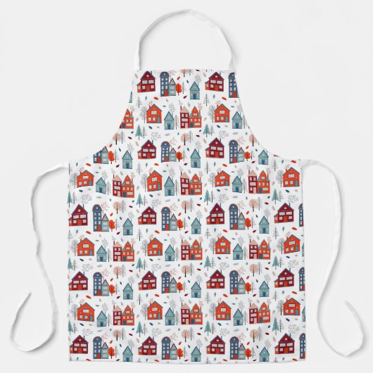 Scandinavian House Folk Art Pattern Schort (Voorkant)