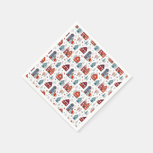 Scandinavian House Folk Art Pattern Servet (Hoek)