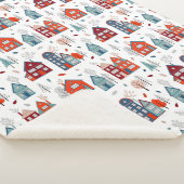 Scandinavian House Folk Art Pattern Sherpa Deken (3/4)