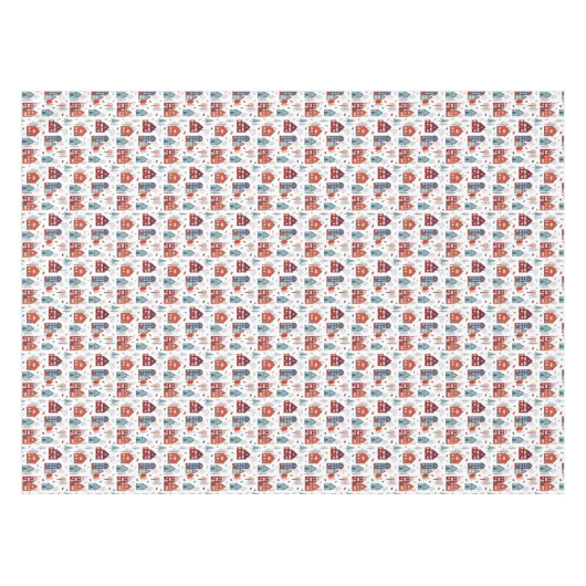 Scandinavian House Folk Art Pattern Tafelkleed (Voorkant (Horizontaal))