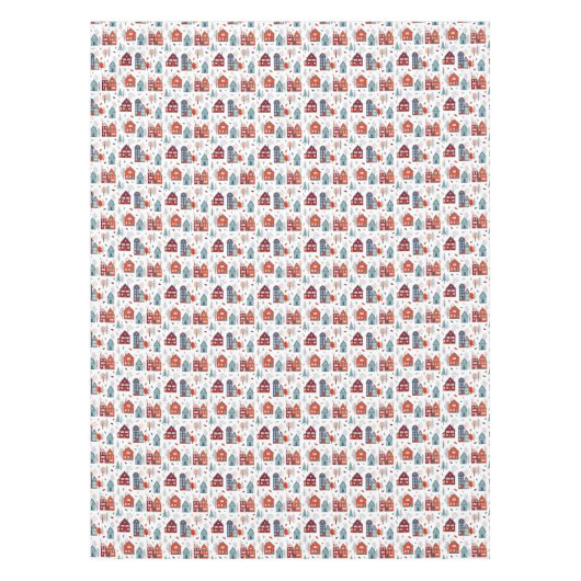 Scandinavian House Folk Art Pattern Tafelkleed (Voorkant)