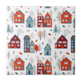 Scandinavian House Folk Art Pattern Tegeltje (Voorkant)