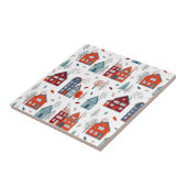 Scandinavian House Folk Art Pattern Tegeltje (Zijkant)