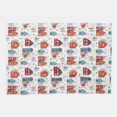 Scandinavian House Folk Art Pattern Theedoek (Horizontaal)