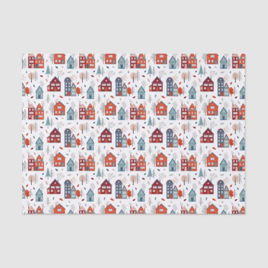 Scandinavian House Folk Art Pattern Tissuepapier (Voorkant)