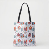 Scandinavian House Folk Art Pattern Tote Bag (Voorkant)