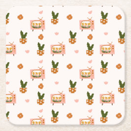 Scandinavian House TV Naadloos Patroon Kartonnen Onderzetters