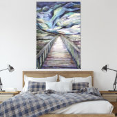 Scandinavian Idyllic Cold Winter Night Full Moon Canvas Afdruk (Insitu (Slaapkamer))