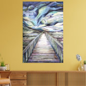 Scandinavian Idyllic Cold Winter Night Full Moon Canvas Afdruk (Insitu (Woonkamer))
