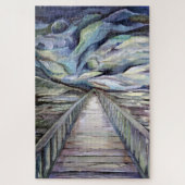 Scandinavian Idyllic Cold Winter Night Full Moon Legpuzzel (Verticaal)