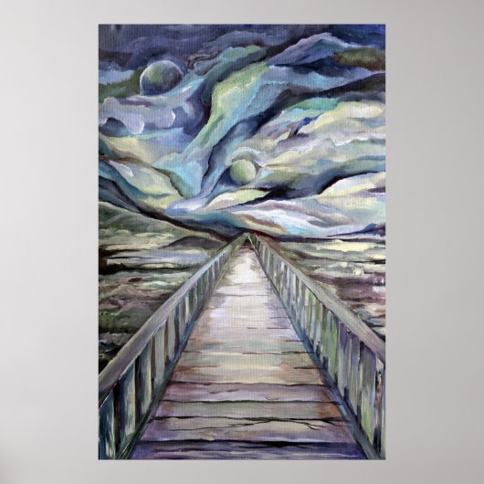 Scandinavian Idyllic Cold Winter Night Full Moon Poster (Voorkant)