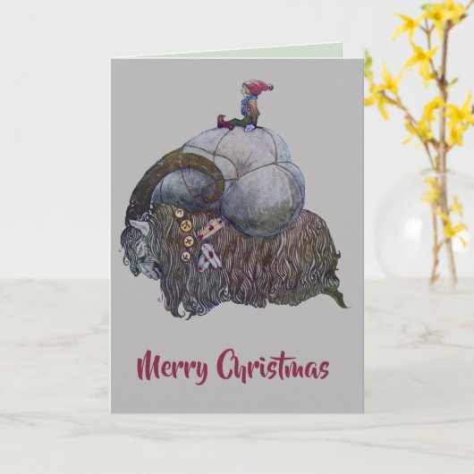 Scandinavian Julbocken Yule Goat After John Bauer Kaart (Gele Bloem)