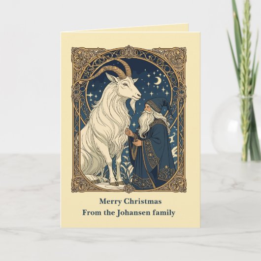 Scandinavian Julbocken Yule Goat and Jultomten Kaart (Voorkant)