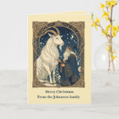 Scandinavian Julbocken Yule Goat and Jultomten Kaart (Gele Bloem)