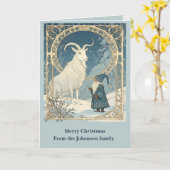 Scandinavian Jultomten With Julbocken Yule Goat Kaart (Gele Bloem)