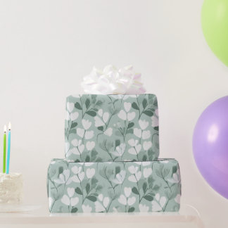 Scandinavian Light Green Leaf Sage Floral Pattern Cadeaupapier
