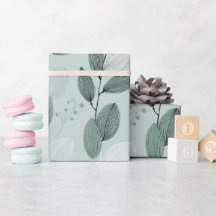 Scandinavian Light Green Leaf Sage Floral Pattern