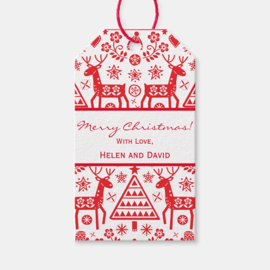 SCANDINAVIAN MERRY CHRISTMAS GIFT LABEL CUSTOM CADEAULABEL (Voorkant)