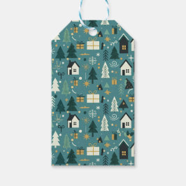 Scandinavian Merry Christmas Tree Winter Snow Cadeaulabel