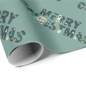 Scandinavian Merry Christmas Tree Winter Snow Cadeaupapier (Rol Hoek)