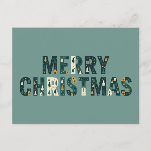 Scandinavian Merry Christmas Tree Winter Snow Feestdagenkaart (Voorkant)